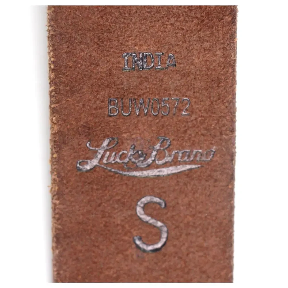 Lucky Brand TOOLED BROWN REAL LEATHER 1 3/8